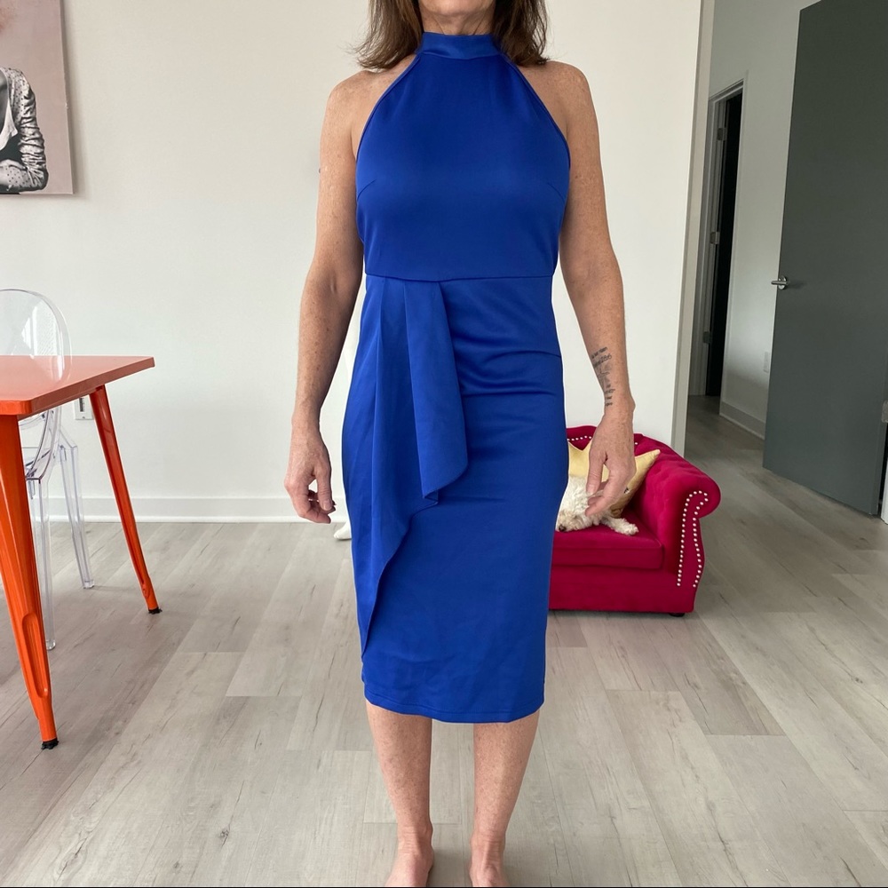 ❤️ SHEILAY Royal Electric Blue Bodycon Peplum Dress